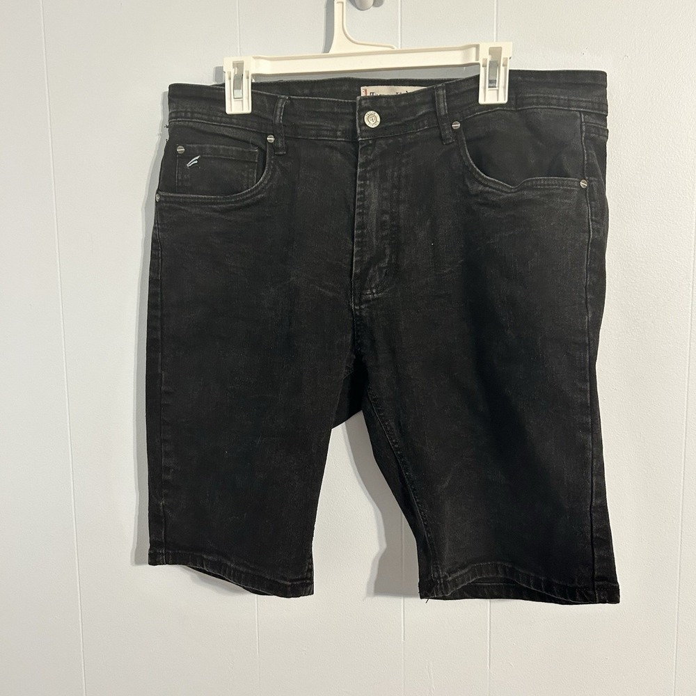 Tailor Vintage Greenwich Mens 36 Black Denim Shorts Slim Fit 9 Inseam Stretch